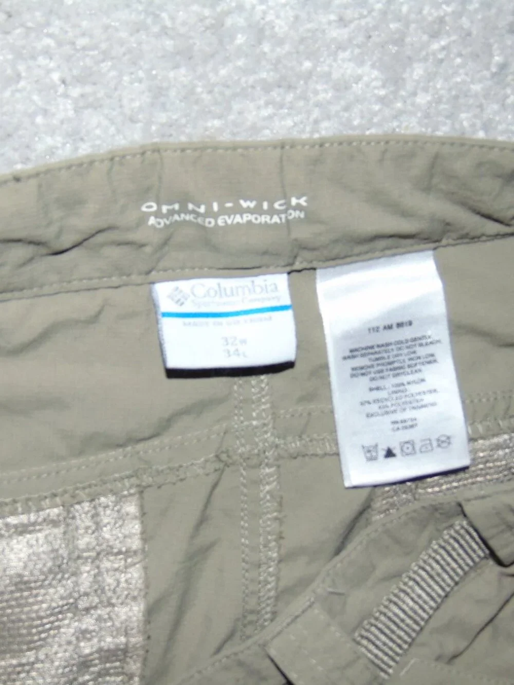 Columbia Silver Ridge II Convertible Men Pant 32X34 Green Omni-Wick